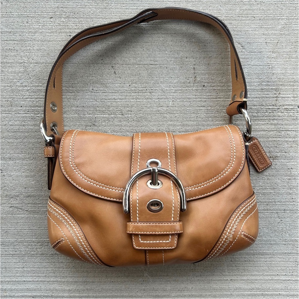 Vintage Tan and Brown leather Coach Soho